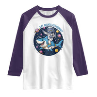 Funny Space Cat Wants Astronaut Raglan Shirt Sharks Sci fi Fan Universe - Wonder Print Shop