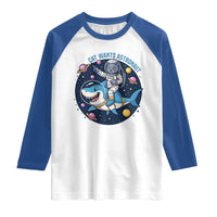 Funny Space Cat Wants Astronaut Raglan Shirt Sharks Sci fi Fan Universe - Wonder Print Shop
