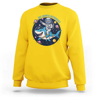 Funny Space Cat Wants Astronaut Sweatshirt Sharks Sci fi Fan Universe - Wonder Print Shop