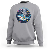 Funny Space Cat Wants Astronaut Sweatshirt Sharks Sci fi Fan Universe - Wonder Print Shop