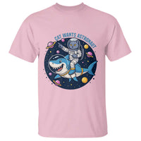 Funny Space Cat Wants Astronaut T Shirt Sharks Sci fi Fan Universe - Wonder Print Shop