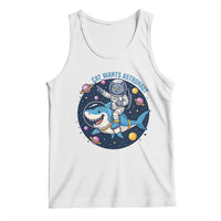 Funny Space Cat Wants Astronaut Tank Top Sharks Sci fi Fan Universe - Wonder Print Shop