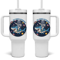Funny Space Cat Wants Astronaut Tumbler With Handle Sharks Sci fi Fan Universe