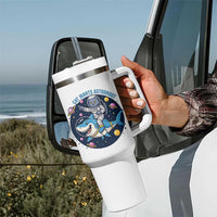 Funny Space Cat Wants Astronaut Tumbler With Handle Sharks Sci fi Fan Universe