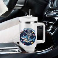 Funny Space Cat Wants Astronaut Tumbler With Handle Sharks Sci fi Fan Universe