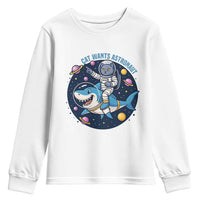 Funny Space Cat Wants Astronaut Youth Sweatshirt Sharks Sci fi Fan Universe - Wonder Print Shop