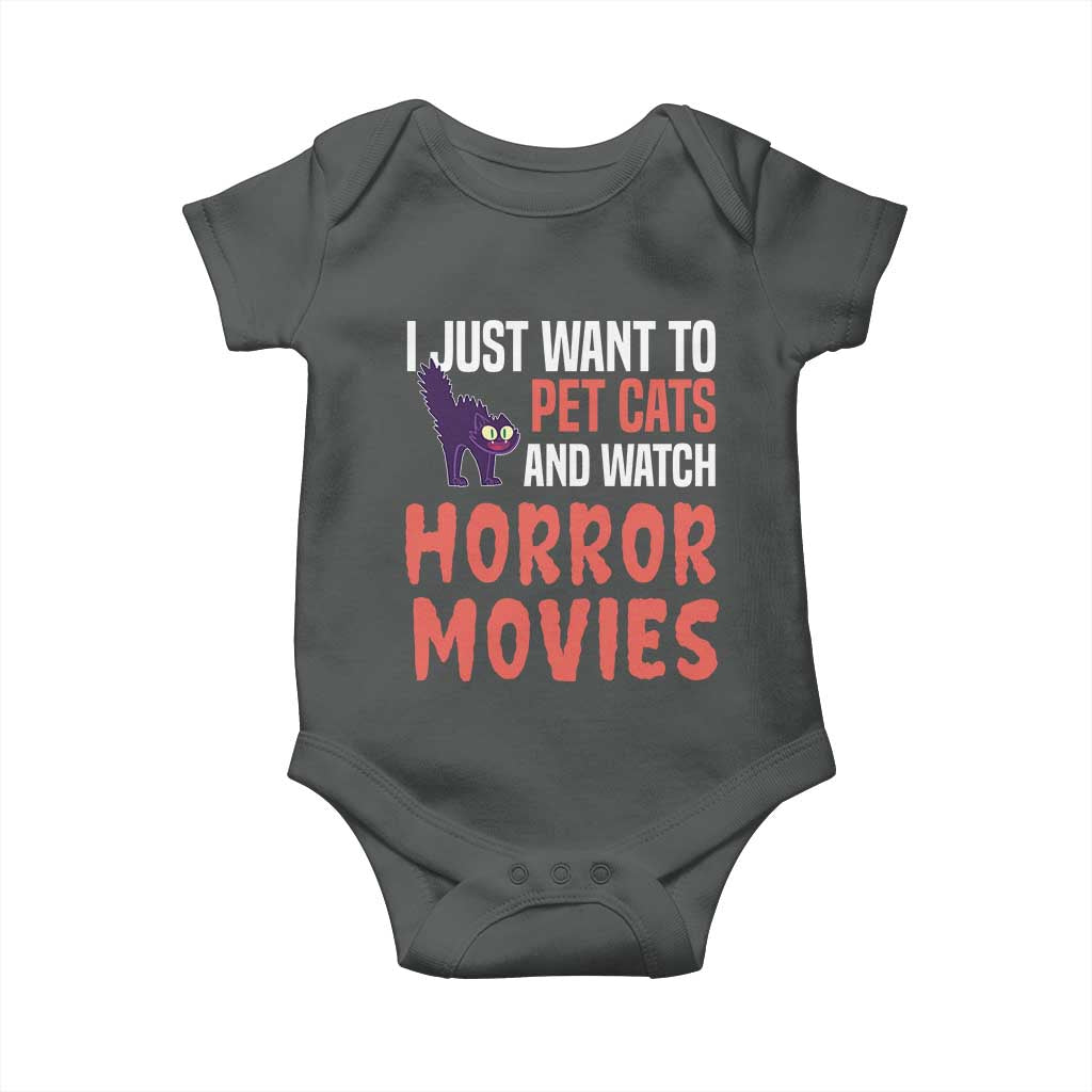 Funny Just Want To Pet Cats And Watch Horror Movies Baby Onesie - Wonder Print Shop