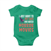 Funny Just Want To Pet Cats And Watch Horror Movies Baby Onesie - Wonder Print Shop