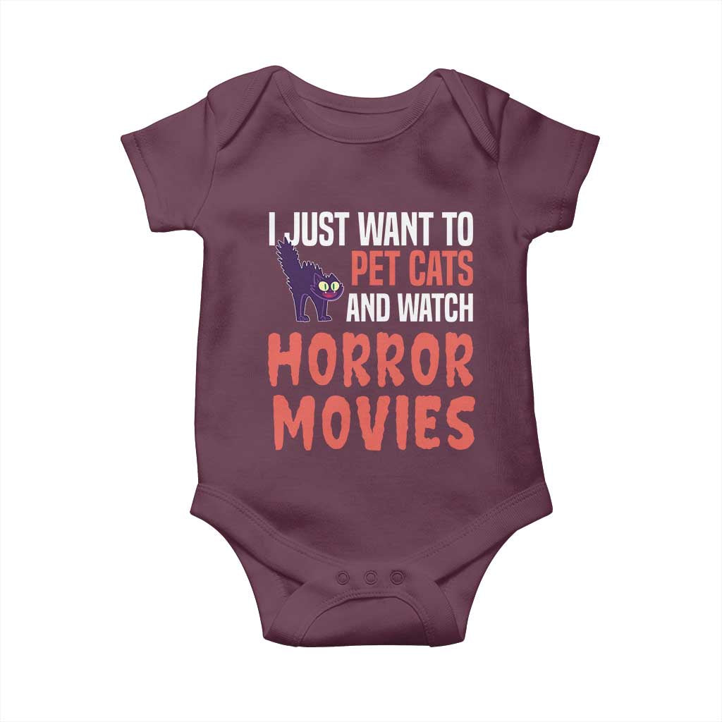 Funny Just Want To Pet Cats And Watch Horror Movies Baby Onesie - Wonder Print Shop