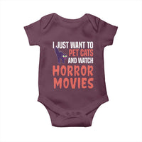 Funny Just Want To Pet Cats And Watch Horror Movies Baby Onesie - Wonder Print Shop