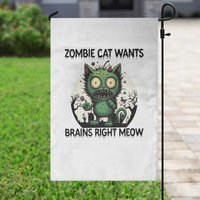 Funny Zombie Cat Wants Brains Right Meow Garden Flag Halloween Zombie Kitten - Wonder Print Shop
