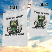 Funny Zombie Cat Wants Brains Right Meow Garden Flag Halloween Zombie Kitten - Wonder Print Shop