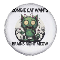 Funny Zombie Cat Wants Brains Right Meow Spare Tire Cover Halloween Zombie Kitten - Wonder Print Shop