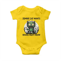 Funny Zombie Cat Wants Brains Right Meow Baby Onesie Halloween Zombie Kitten - Wonder Print Shop