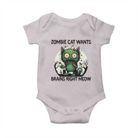 Funny Zombie Cat Wants Brains Right Meow Baby Onesie Halloween Zombie Kitten - Wonder Print Shop