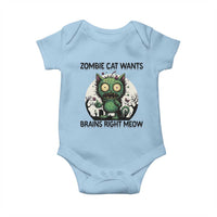 Funny Zombie Cat Wants Brains Right Meow Baby Onesie Halloween Zombie Kitten - Wonder Print Shop