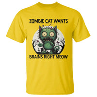 Funny Zombie Cat Wants Brains Right Meow T Shirt Halloween Zombie Kitten - Wonder Print Shop