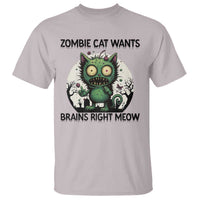 Funny Zombie Cat Wants Brains Right Meow T Shirt Halloween Zombie Kitten - Wonder Print Shop