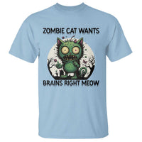 Funny Zombie Cat Wants Brains Right Meow T Shirt Halloween Zombie Kitten - Wonder Print Shop