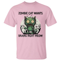 Funny Zombie Cat Wants Brains Right Meow T Shirt Halloween Zombie Kitten - Wonder Print Shop