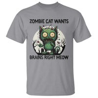 Funny Zombie Cat Wants Brains Right Meow T Shirt Halloween Zombie Kitten - Wonder Print Shop