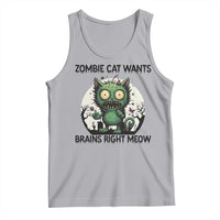Funny Zombie Cat Wants Brains Right Meow Tank Top Halloween Zombie Kitten - Wonder Print Shop