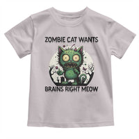 Funny Zombie Cat Wants Brains Right Meow Toddler T Shirt Halloween Zombie Kitten - Wonder Print Shop