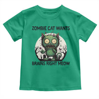 Funny Zombie Cat Wants Brains Right Meow Toddler T Shirt Halloween Zombie Kitten - Wonder Print Shop
