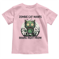 Funny Zombie Cat Wants Brains Right Meow Toddler T Shirt Halloween Zombie Kitten - Wonder Print Shop