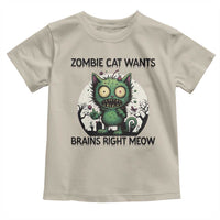Funny Zombie Cat Wants Brains Right Meow Toddler T Shirt Halloween Zombie Kitten - Wonder Print Shop