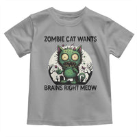Funny Zombie Cat Wants Brains Right Meow Toddler T Shirt Halloween Zombie Kitten - Wonder Print Shop