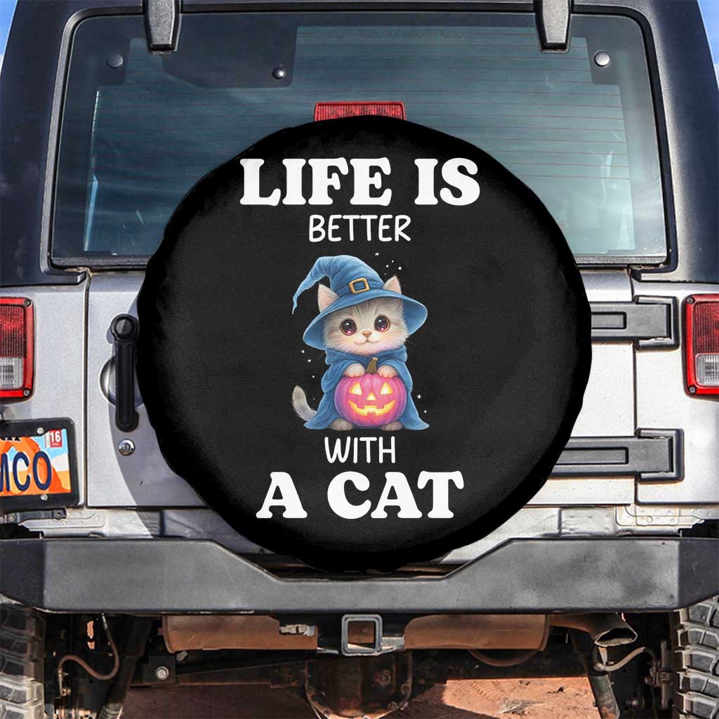 Halloween Kitty Spare Tire Cover Cute Life Is Better With A Cat - Wonder Print Shop