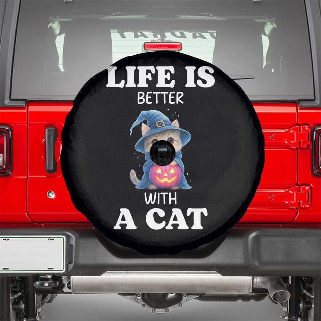 Halloween Kitty Spare Tire Cover Cute Life Is Better With A Cat - Wonder Print Shop