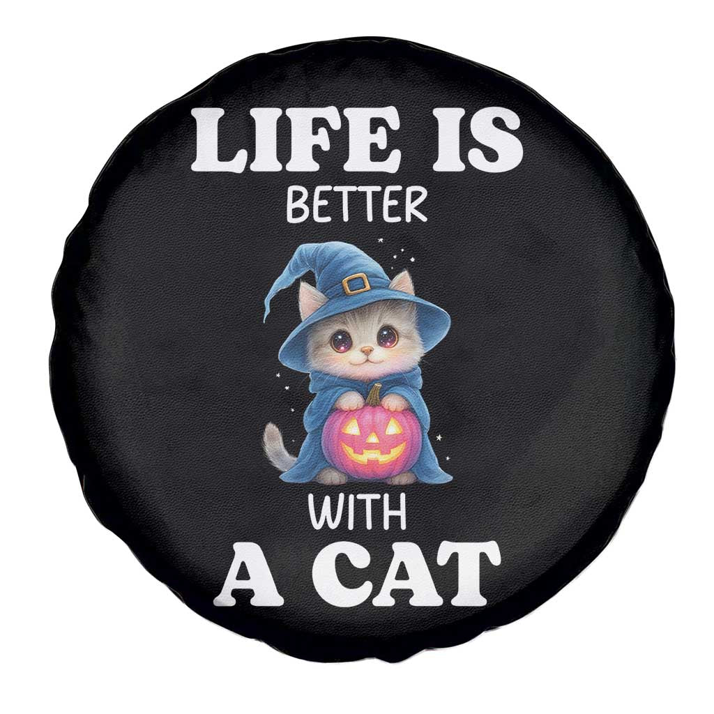 Halloween Kitty Spare Tire Cover Cute Life Is Better With A Cat - Wonder Print Shop