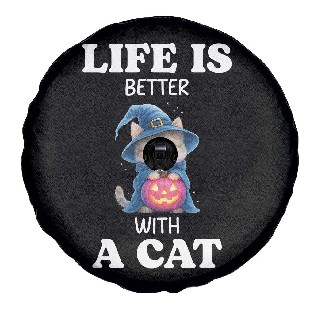 Halloween Kitty Spare Tire Cover Cute Life Is Better With A Cat - Wonder Print Shop