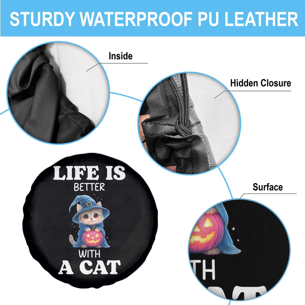 Halloween Kitty Spare Tire Cover Cute Life Is Better With A Cat - Wonder Print Shop