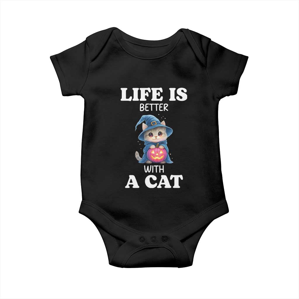 Halloween Kitty Baby Onesie Cute Life Is Better With A Cat - Wonder Print Shop