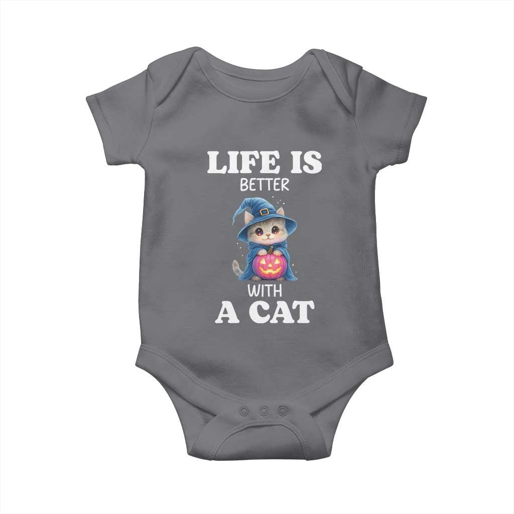Halloween Kitty Baby Onesie Cute Life Is Better With A Cat - Wonder Print Shop
