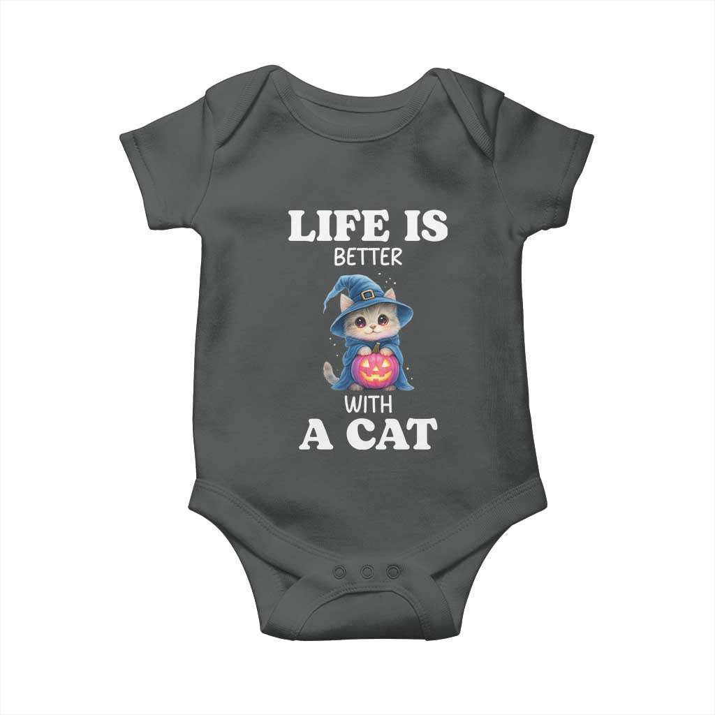 Halloween Kitty Baby Onesie Cute Life Is Better With A Cat - Wonder Print Shop