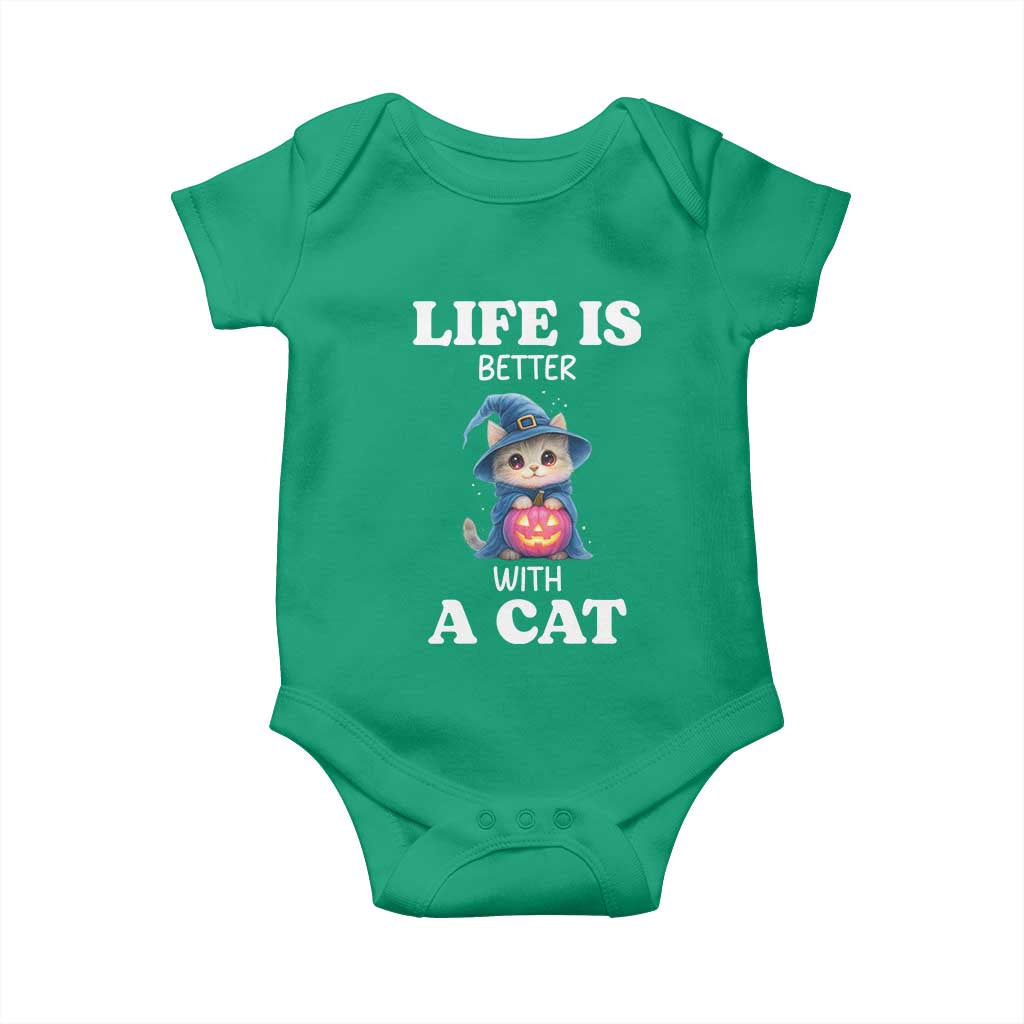 Halloween Kitty Baby Onesie Cute Life Is Better With A Cat - Wonder Print Shop