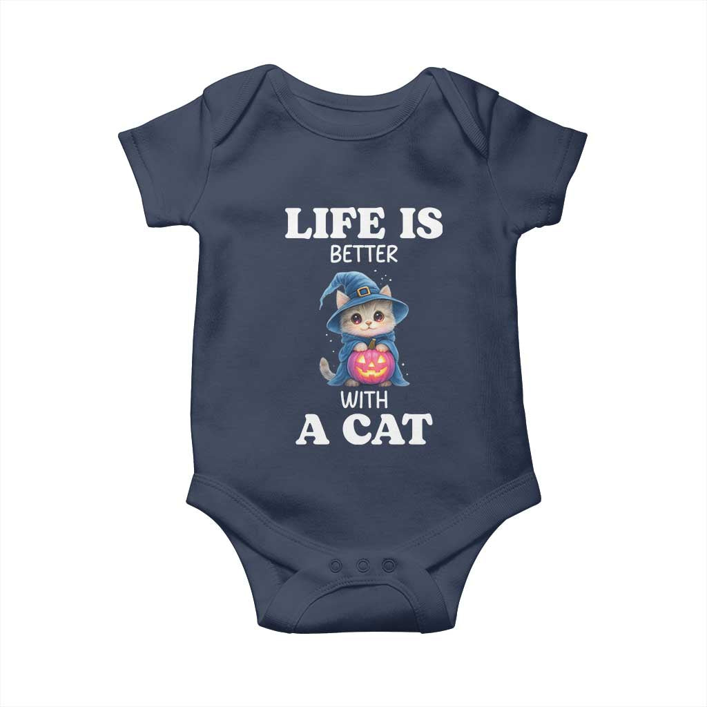 Halloween Kitty Baby Onesie Cute Life Is Better With A Cat - Wonder Print Shop