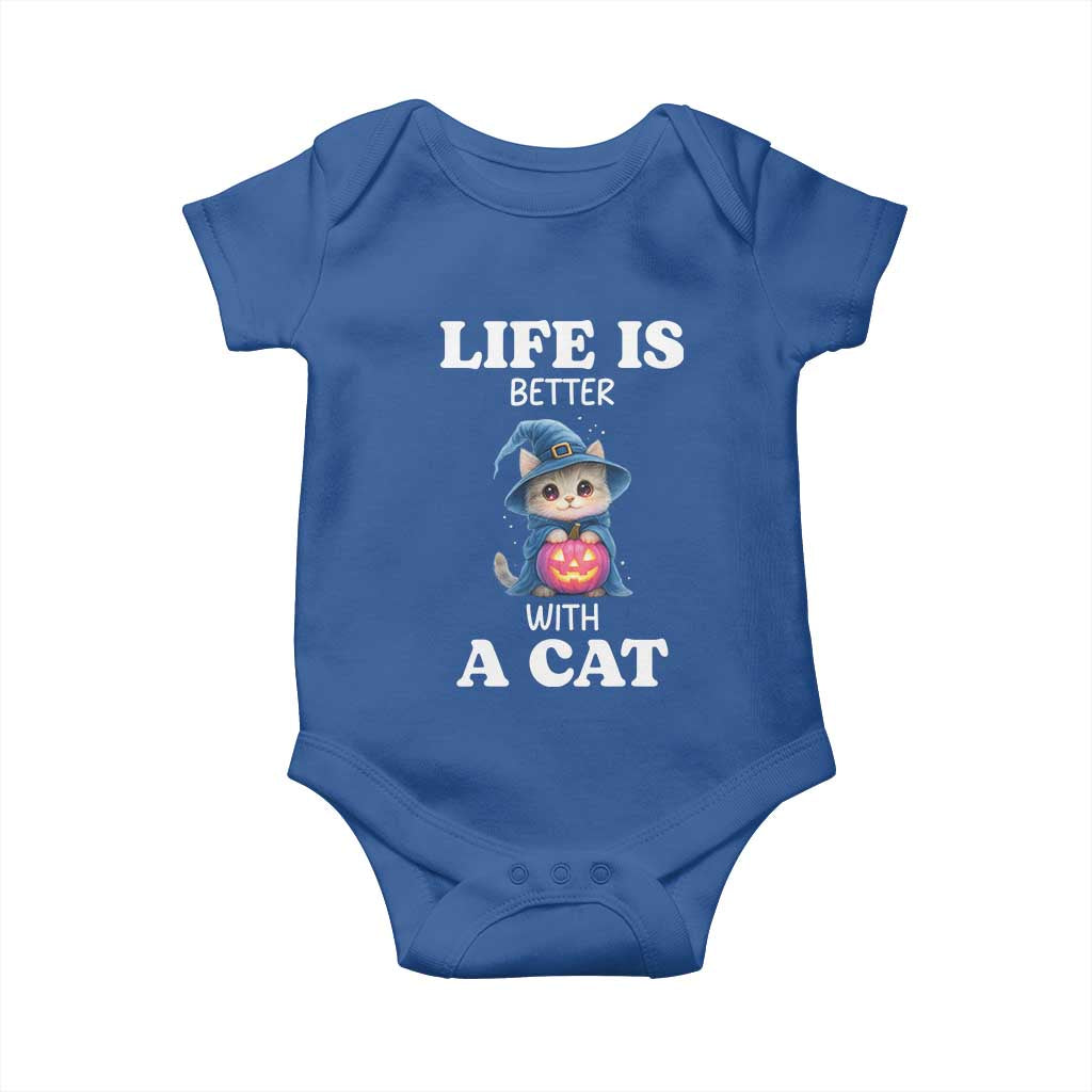 Halloween Kitty Baby Onesie Cute Life Is Better With A Cat - Wonder Print Shop
