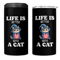 Halloween Kitty 4 in 1 Can Cooler Tumbler Cute Life Is Better With A Cat