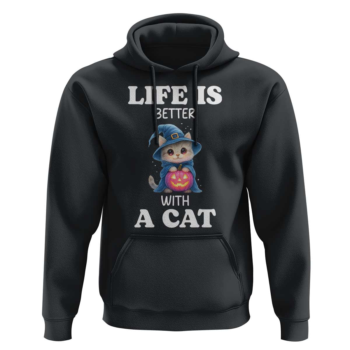 Halloween Kitty Hoodie Cute Life Is Better With A Cat - Wonder Print Shop