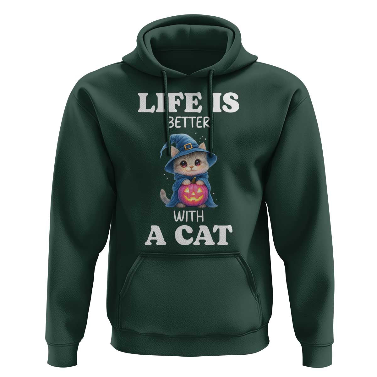 Halloween Kitty Hoodie Cute Life Is Better With A Cat - Wonder Print Shop