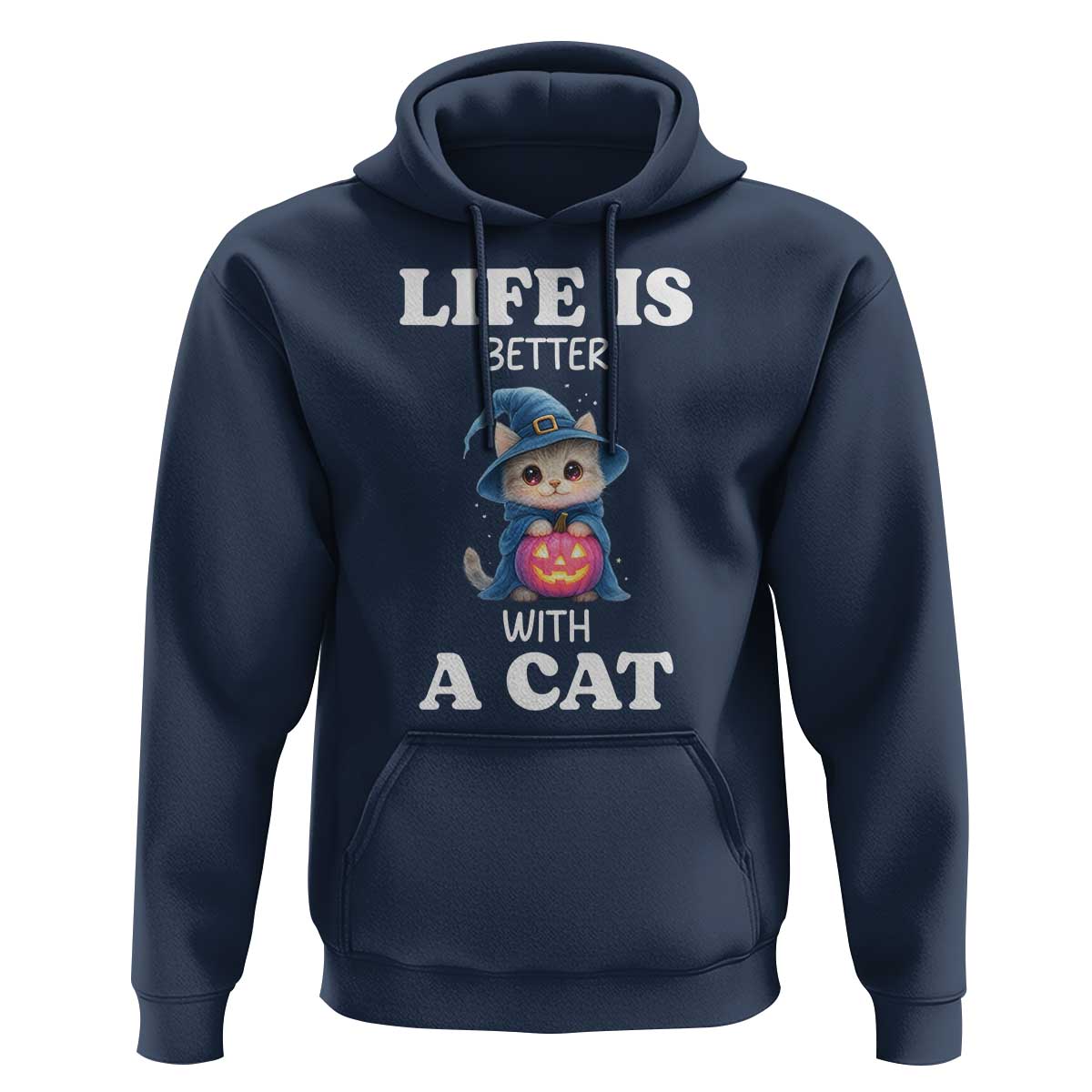 Halloween Kitty Hoodie Cute Life Is Better With A Cat - Wonder Print Shop