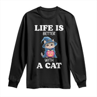 Halloween Kitty Long Sleeve Shirt Cute Life Is Better With A Cat - Wonder Print Shop