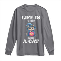 Halloween Kitty Long Sleeve Shirt Cute Life Is Better With A Cat - Wonder Print Shop