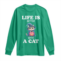 Halloween Kitty Long Sleeve Shirt Cute Life Is Better With A Cat - Wonder Print Shop