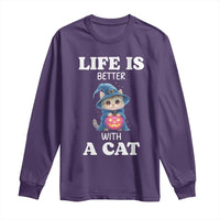 Halloween Kitty Long Sleeve Shirt Cute Life Is Better With A Cat - Wonder Print Shop